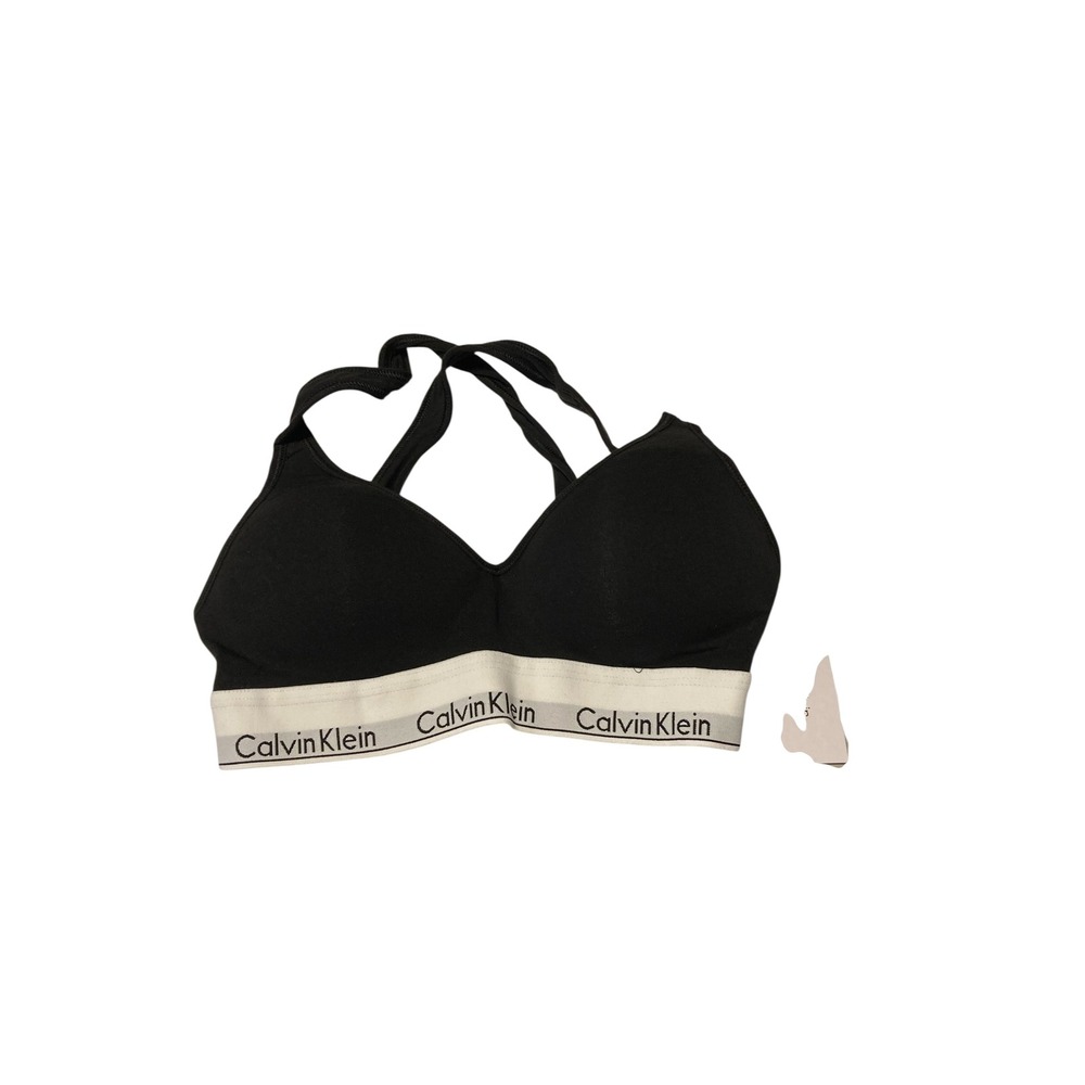 Calvin Klein Modern Cotton Lift Bralette Black Logo Band Small QF1654